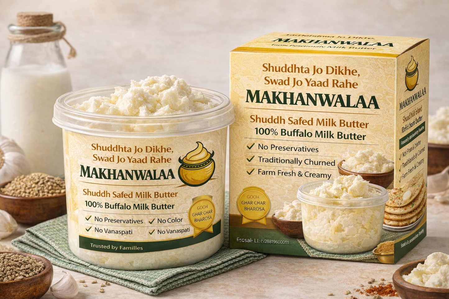 Pure Desi White Makhan (Buffalo Milk Made)